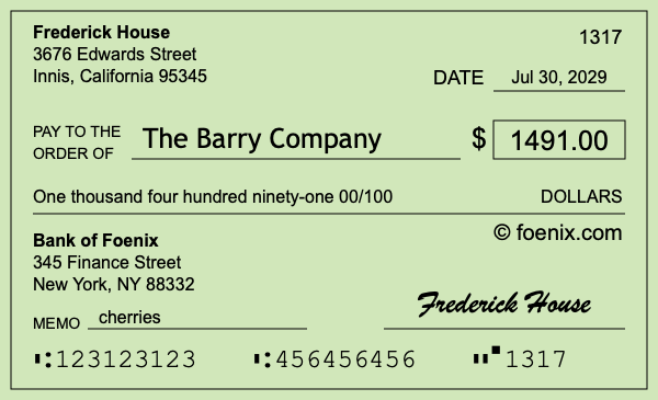 How to write a check for $1,491