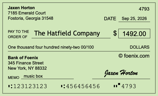 How to write a check for $1,492