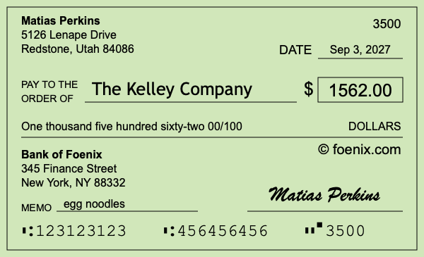 How to write a check for $1,562
