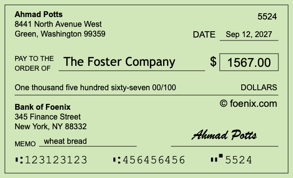 How to write a check for $1,567