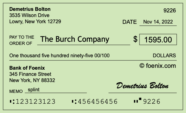 How to write a check for $1,595