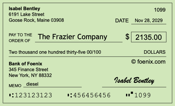 How to write a check for $2,135