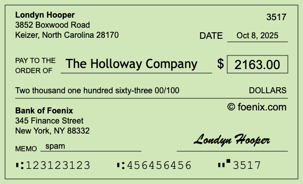 How to write a check for $2,163