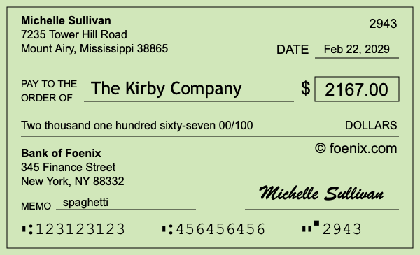 How to write a check for $2,167