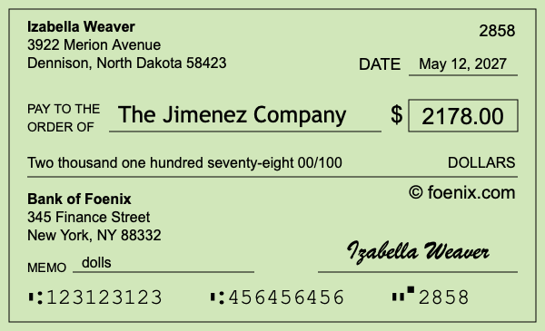 How to write a check for $2,178