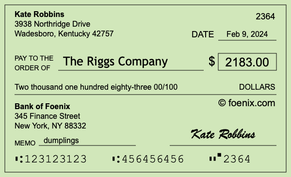How to write a check for $2,183