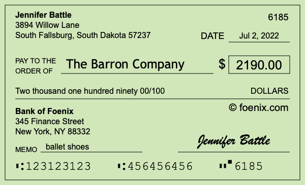 How to write a check for $2,190