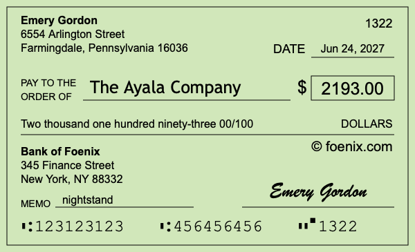 How to write a check for $2,193