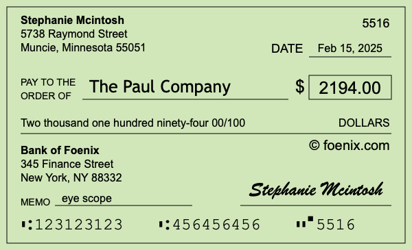 How to write a check for $2,194
