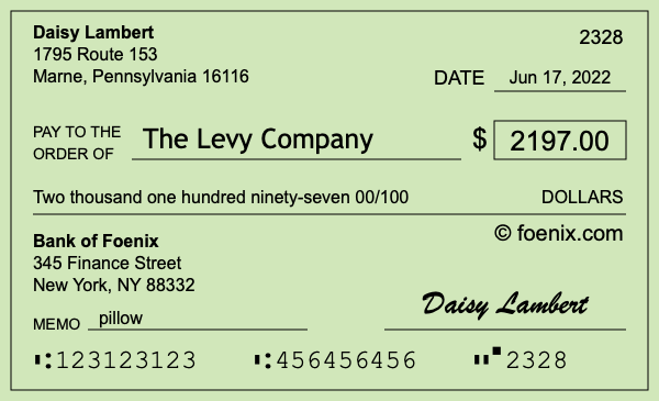 How to write a check for $2,197