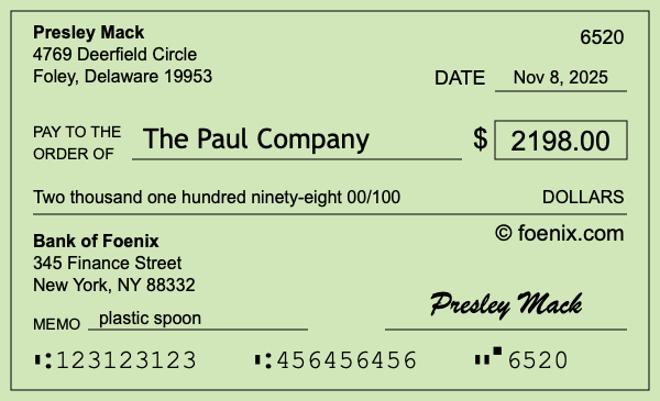 How to write a check for $2,198