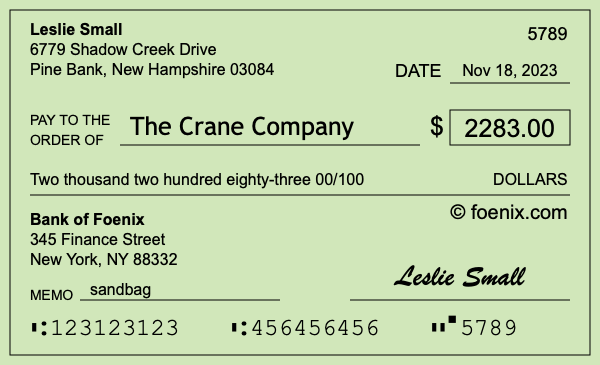 How to write a check for $2,283