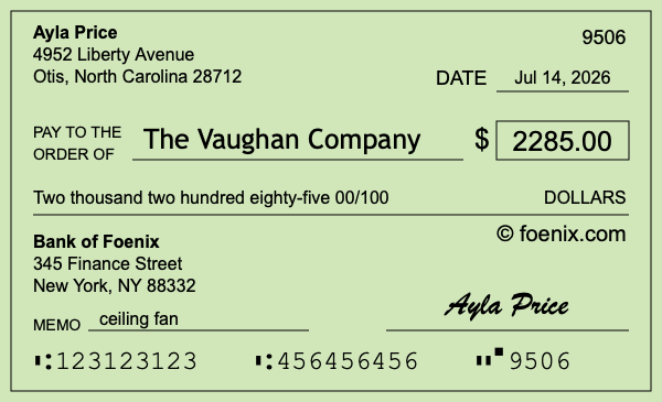 How to write a check for $2,285