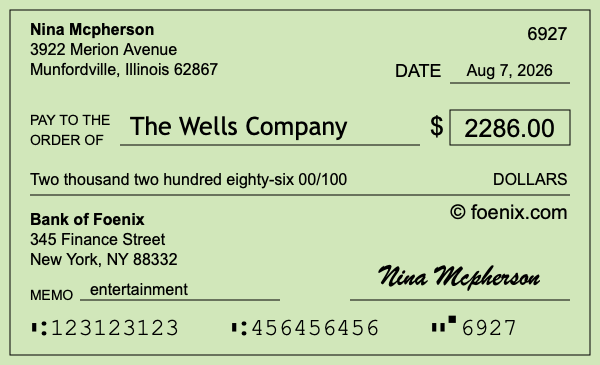 How to write a check for $2,286