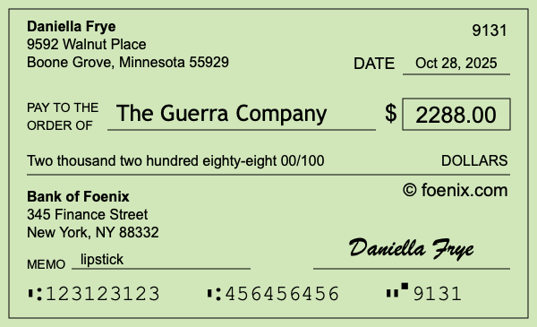 How to write a check for $2,288