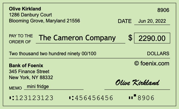 How to write a check for $2,290