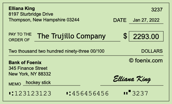 How to write a check for $2,293