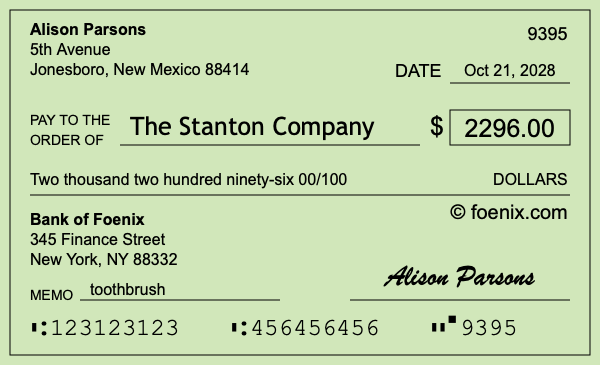 How to write a check for $2,296