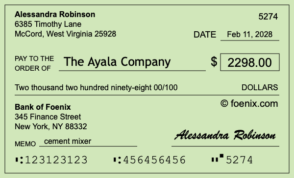 How to write a check for $2,298