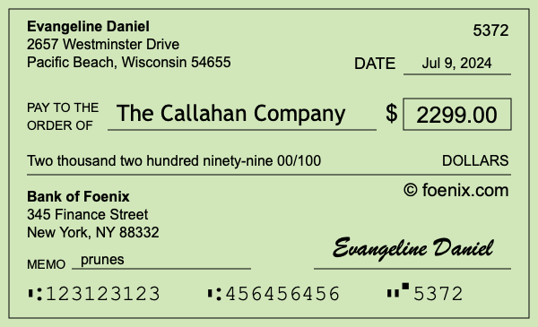 How to write a check for $2,299