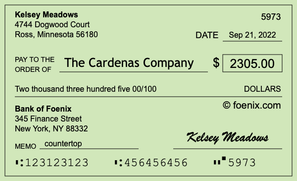 How to write a check for $2,305