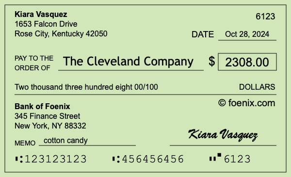 How to write a check for $2,308