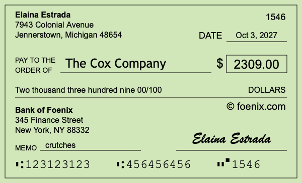 How to write a check for $2,309