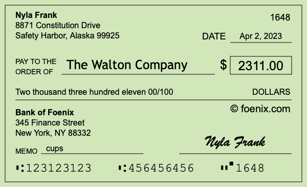 How to write a check for $2,311