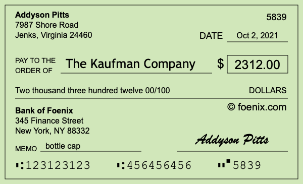 How to write a check for $2,312