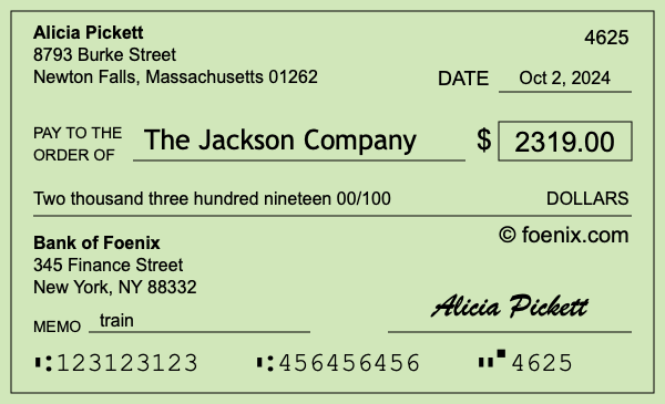 How to write a check for $2,319