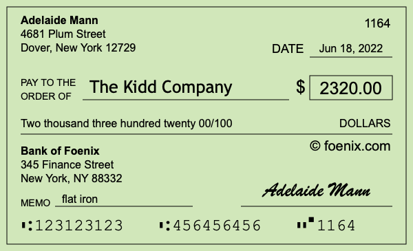 How to write a check for $2,320