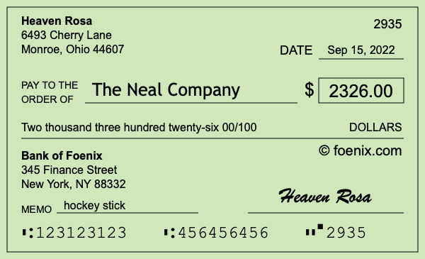 How to write a check for $2,326