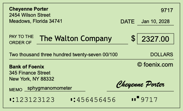How to write a check for $2,327
