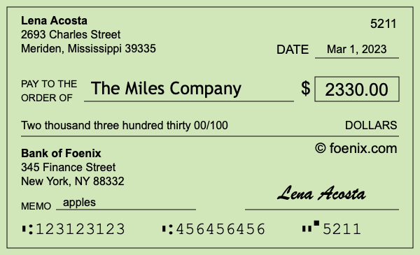 How to write a check for $2,330