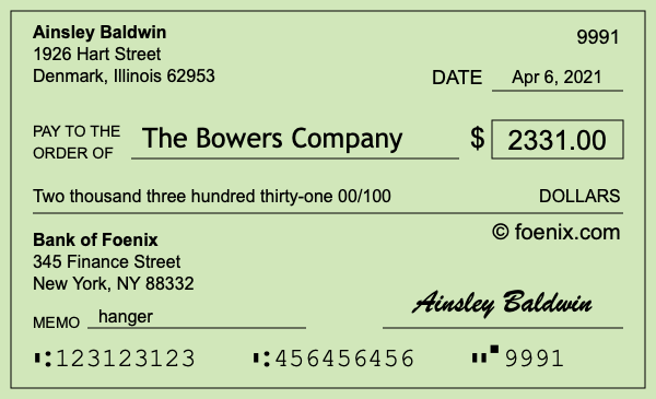 How to write a check for $2,331