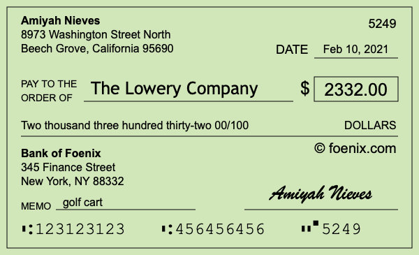 How to write a check for $2,332