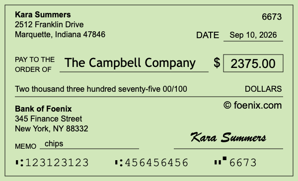 How to write a check for $2,375