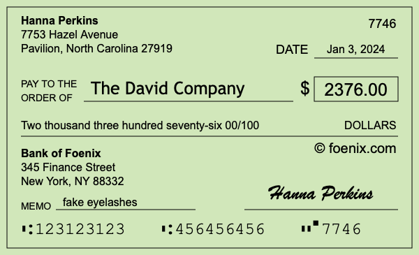 How to write a check for $2,376