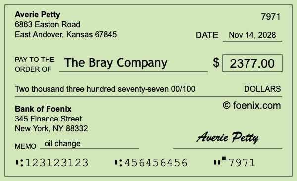 How to write a check for $2,377