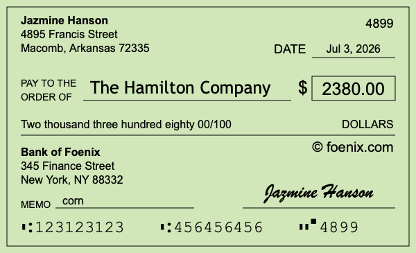 How to write a check for $2,380