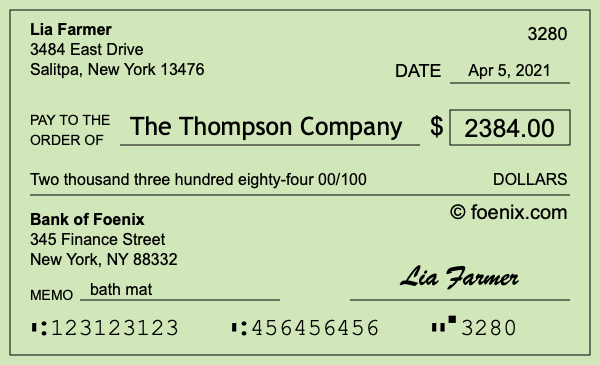 How to write a check for $2,384
