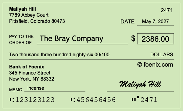 How to write a check for $2,386