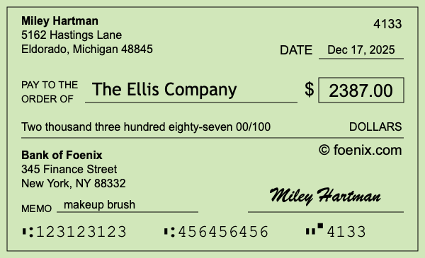 How to write a check for $2,387