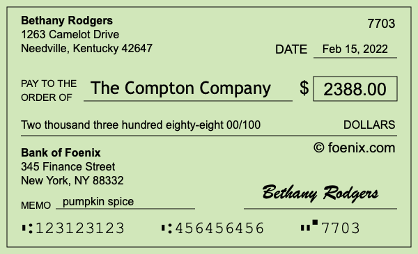 How to write a check for $2,388