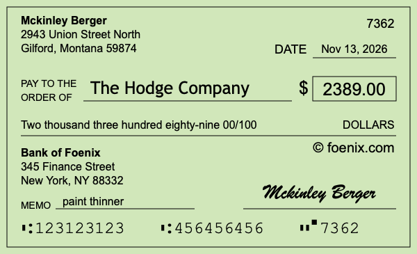 How to write a check for $2,389