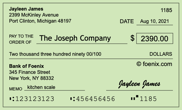 How to write a check for $2,390