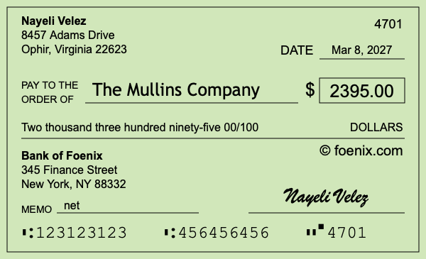 How to write a check for $2,395