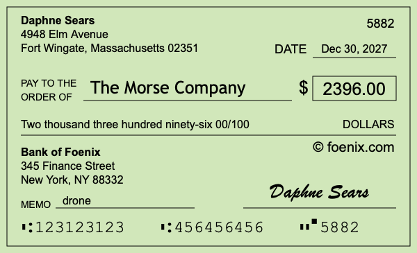 How to write a check for $2,396