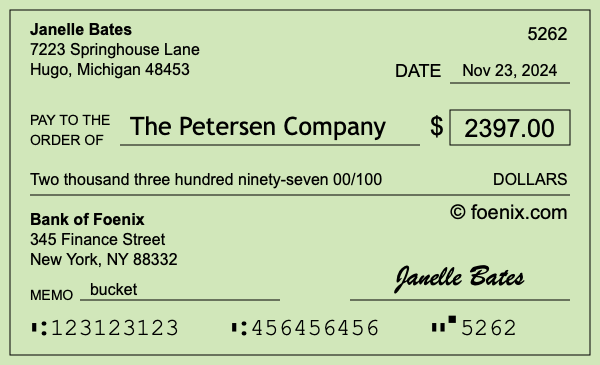 How to write a check for $2,397