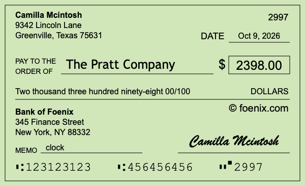 How to write a check for $2,398